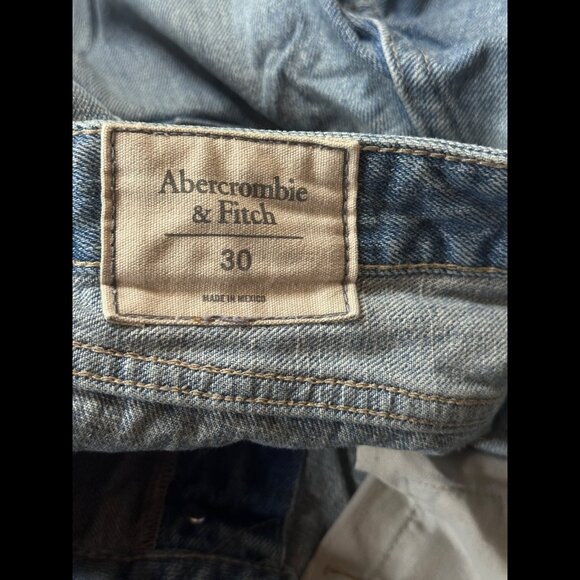 Abercrombie & Fitch Jean Shorts 30 Mens Blue Distressed Denim Cut Off - Picture 7 of 8